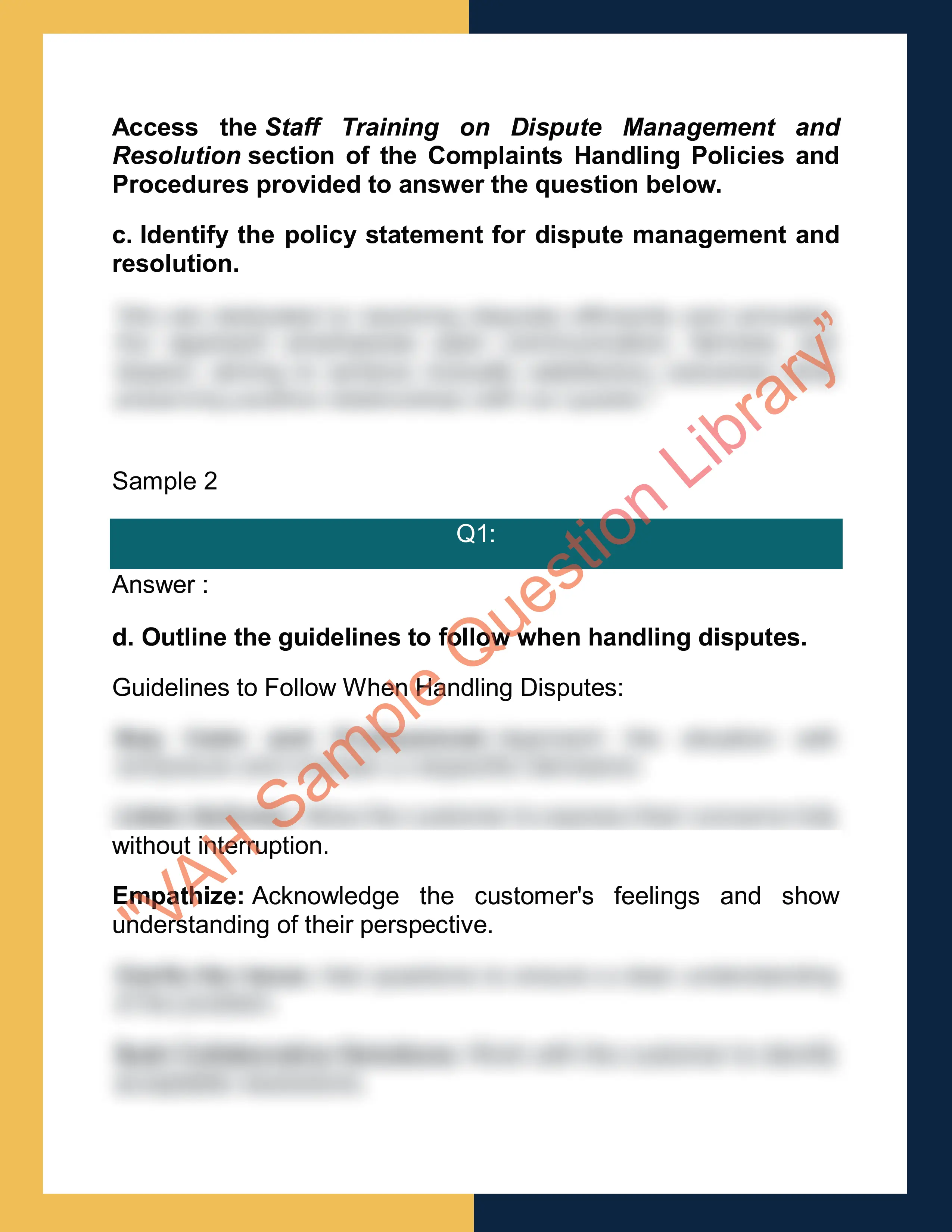 Assignment sample solution of SITXCCS016 - Develop and manage quality customer service practices 2